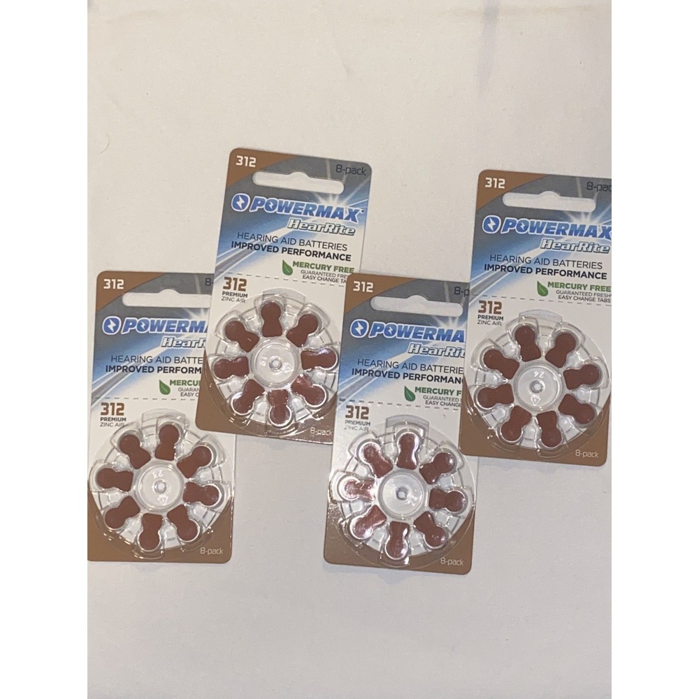 Powermax Size 312 Hearing Aid Batteries, Brown‎ Tab 32-Count | Expire April 2027